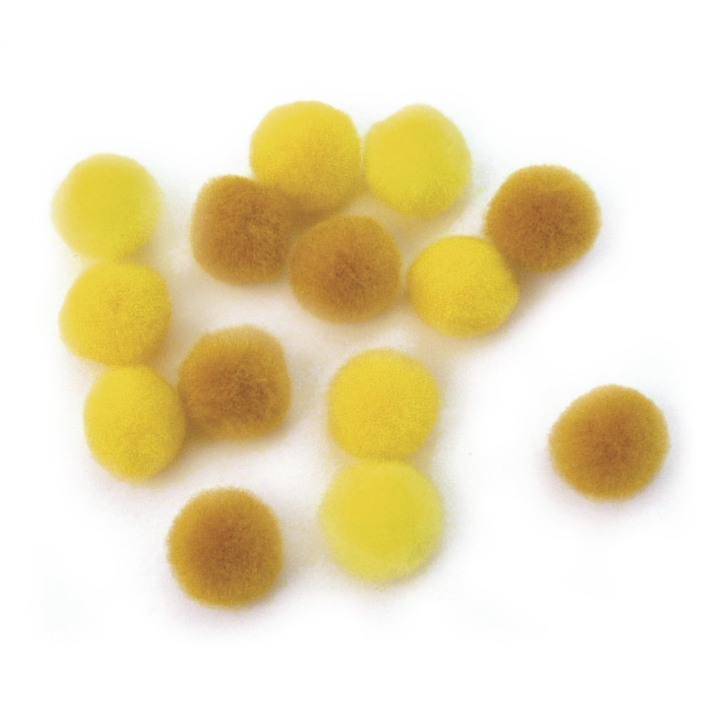 RAYHER HOBBY Pompons, 15 mm, Yellow Assorted