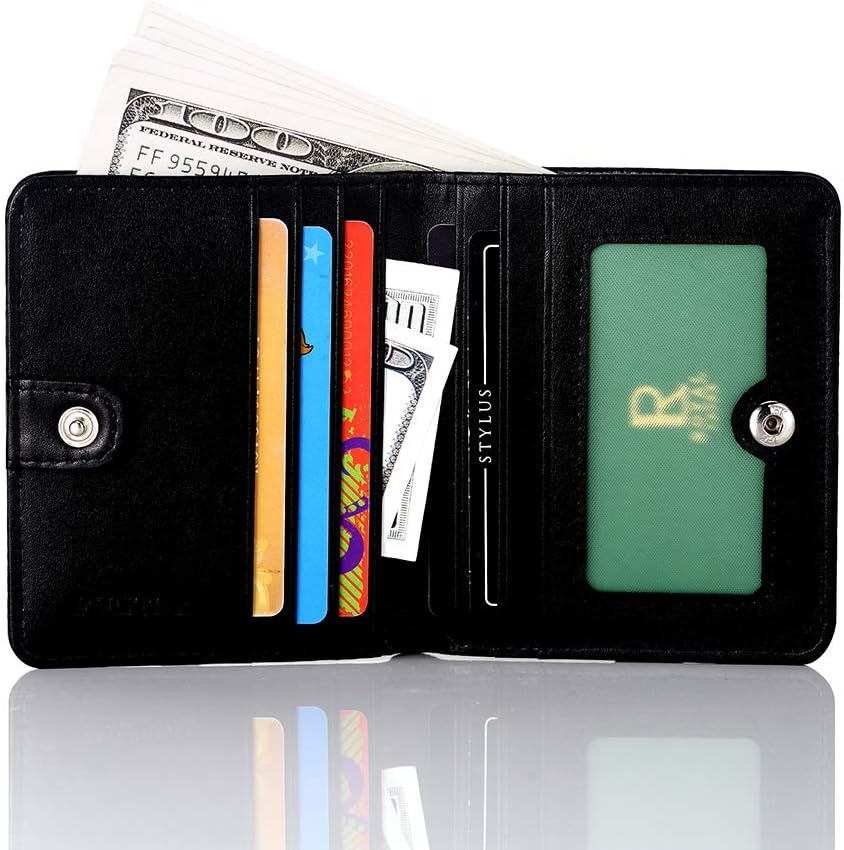 FT FUNTOR Small Wallet for Woman with Card Ladies Bifold Zipper Pocket RFID Blocking Leather Wallet Purse(Black) - Image 3
