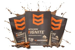 MTN OPS Hot Ignite Supercharged Energy Drink Mix Focus Enhancer, Mountain Mocha - Trail Packs