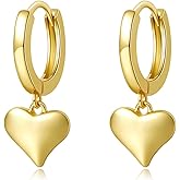 Gold Mini Dangle Huggie Earrings for Women, Dainty 14K Gold Plated Cubic Zirconia Small Hoop Earrings with Charm Drop, Jewelry Gift for Women Ladies
