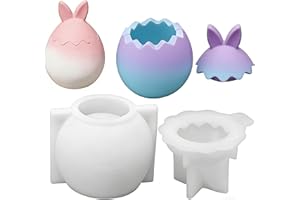 Easter Silicone Molds, 3D Easter Egg Chocolate Molds, Cute Bunny Egg Resin Mold for Crafts, Small Storage Box with Lid