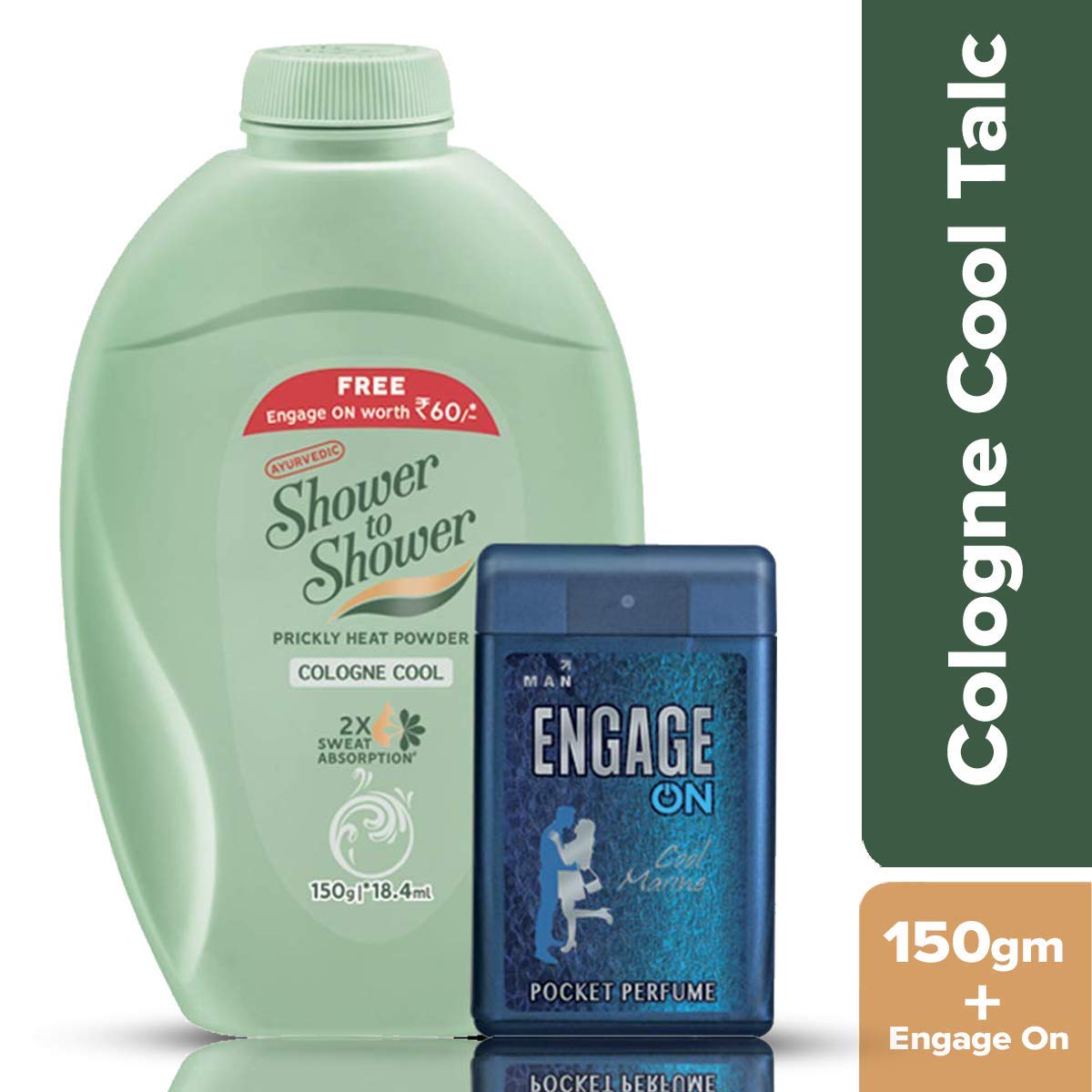 Shower to Shower Cologne Cool Talc, 150g + 18.4ml Engage Free Amazon
