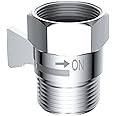 Hibbent All Metal 1 Pack Shower Head Flow Control Valve, G1/2 Brass Shut-off Valve with Metal Handle Lever, Shut OFF Water Flow Control Regulator for Handheld Shower, or Bidet Sprayer, Chrome