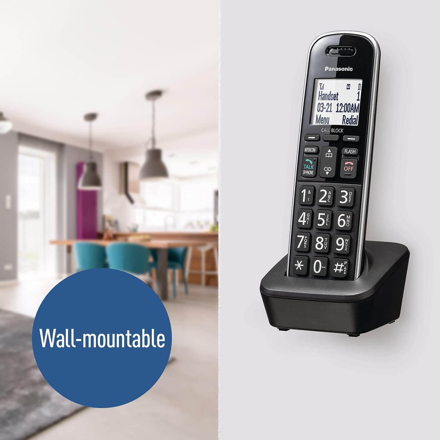 Panasonic Expandable Corded/Cordless Phone System with Answering Machine and One Touch Call Blocking – 2 Handsets - KX-TGB852B (Black) : Office Products