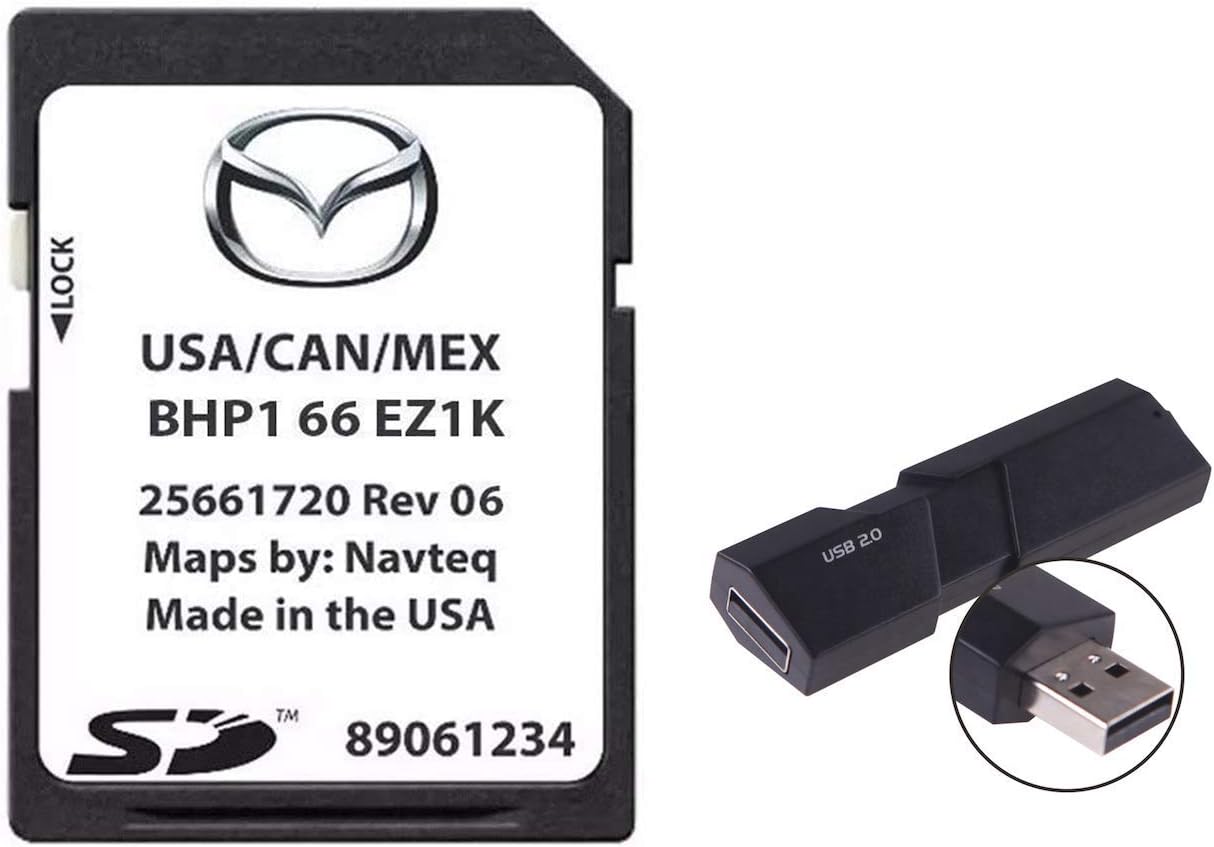 Mazda_SD Navigation Card BHP166EZ1K | Latest Update 2019 | US/Mexico/Canada + South America Maps Mazda_3 6 CX-3 CX-5 CX-9 GPS with USB Adapter