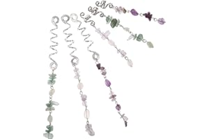 Didiseaon 6 Pcs Boho Braided Hair Clips with Natural Stone Pendants Dreadlock Hair Ties for Women’S Braids