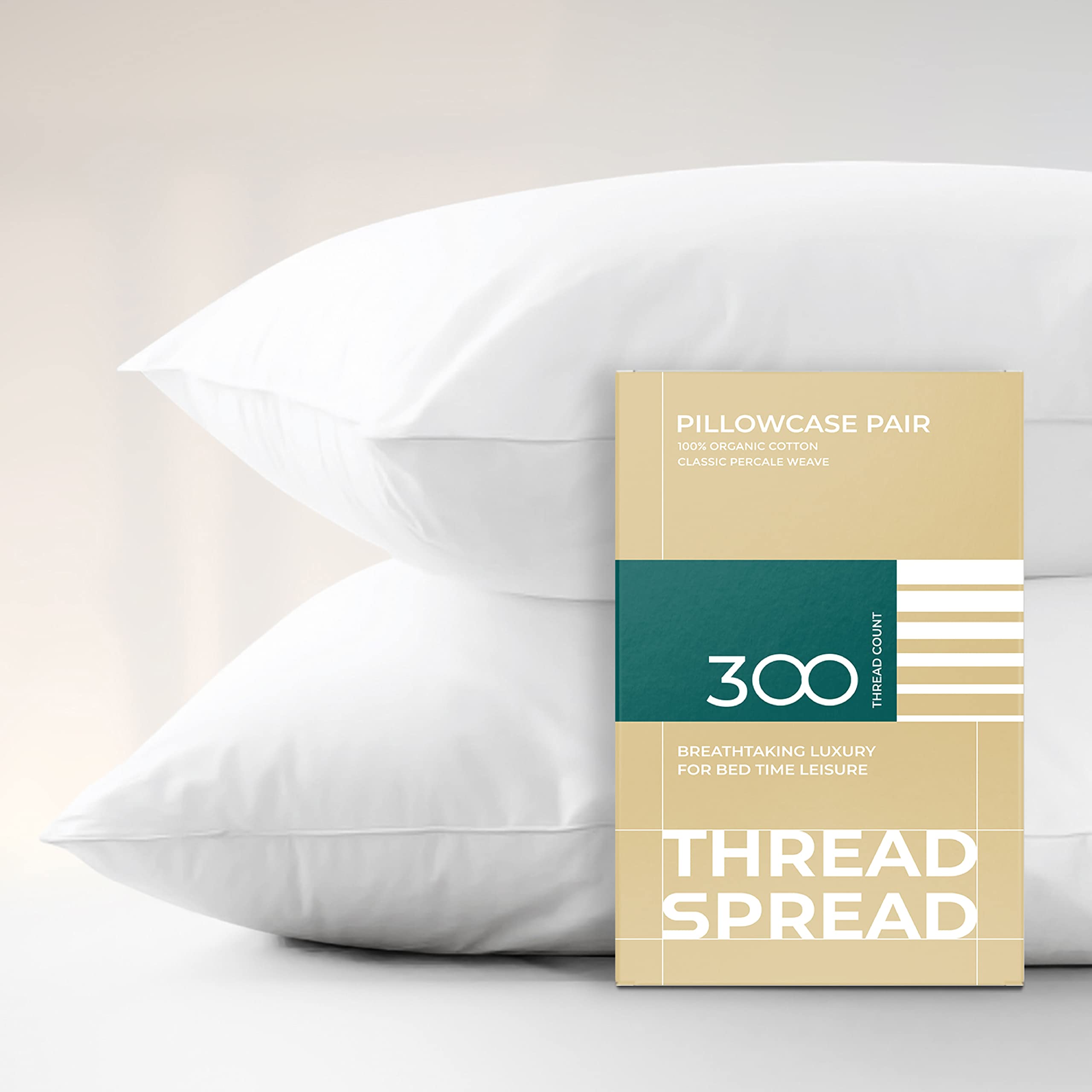Photo 1 of 100% Organic Cotton Pillowcases - Soft and Crisp, Cooling Percale Weave, Breathable Pillow Covers, Set of 2 (Queen Size, White)