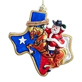 Kurt Adler Glass Texas Map Santa Ornament