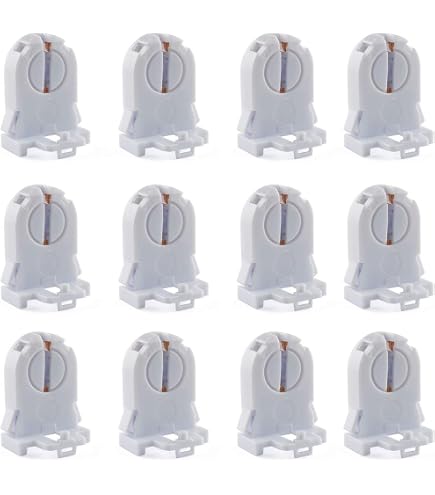 PATIKIL 50-Pack T8 Non-Shunted Lamp Holders – G13 Tombstone Sockets For LED Fluorescent Tube Replacements (White/Black, PC Material)