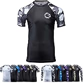 Gold BJJ Jiu Jitsu Rashguard - Camo Rash Guard Compression Shirt for No-Gi, Gi, & MMA