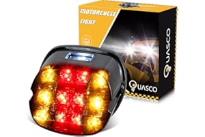 QUASCO LED Smoked Brake Tail Light Turn Signals Rear Taillight Compatible with Harley Dyna Sportster Road King Electra Glide Softail Street Glide Fat Boy Iron 883 Touring