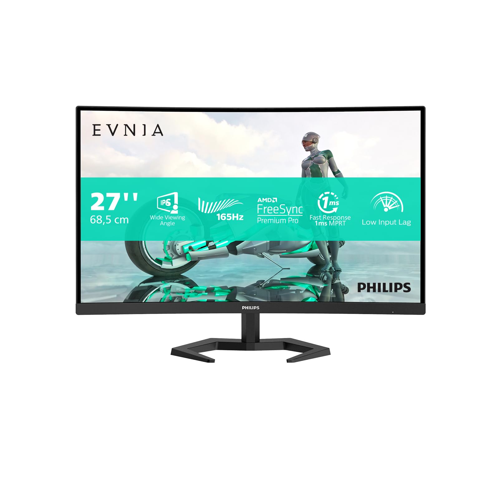 Philips Evnia 27M1N3200ZS - 27 Zoll FHD Gaming Monitor, 165 Hz, 1 ms MPRT, FreeSync Prem., G-Sync comp. (1920x1080, HDMI, DisplayPort) schwarz