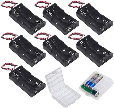 GTIWUNG 7Packs AA Battery Holder with Leads 2x1.5V 2 Slots Black