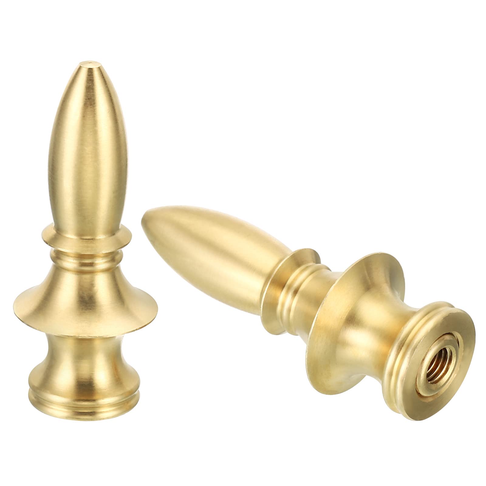 PATIKIL 2.1" Tall Brass Lamp Finials Cap Knob, 2 Set, 1/4-27 Thread, Brass Material