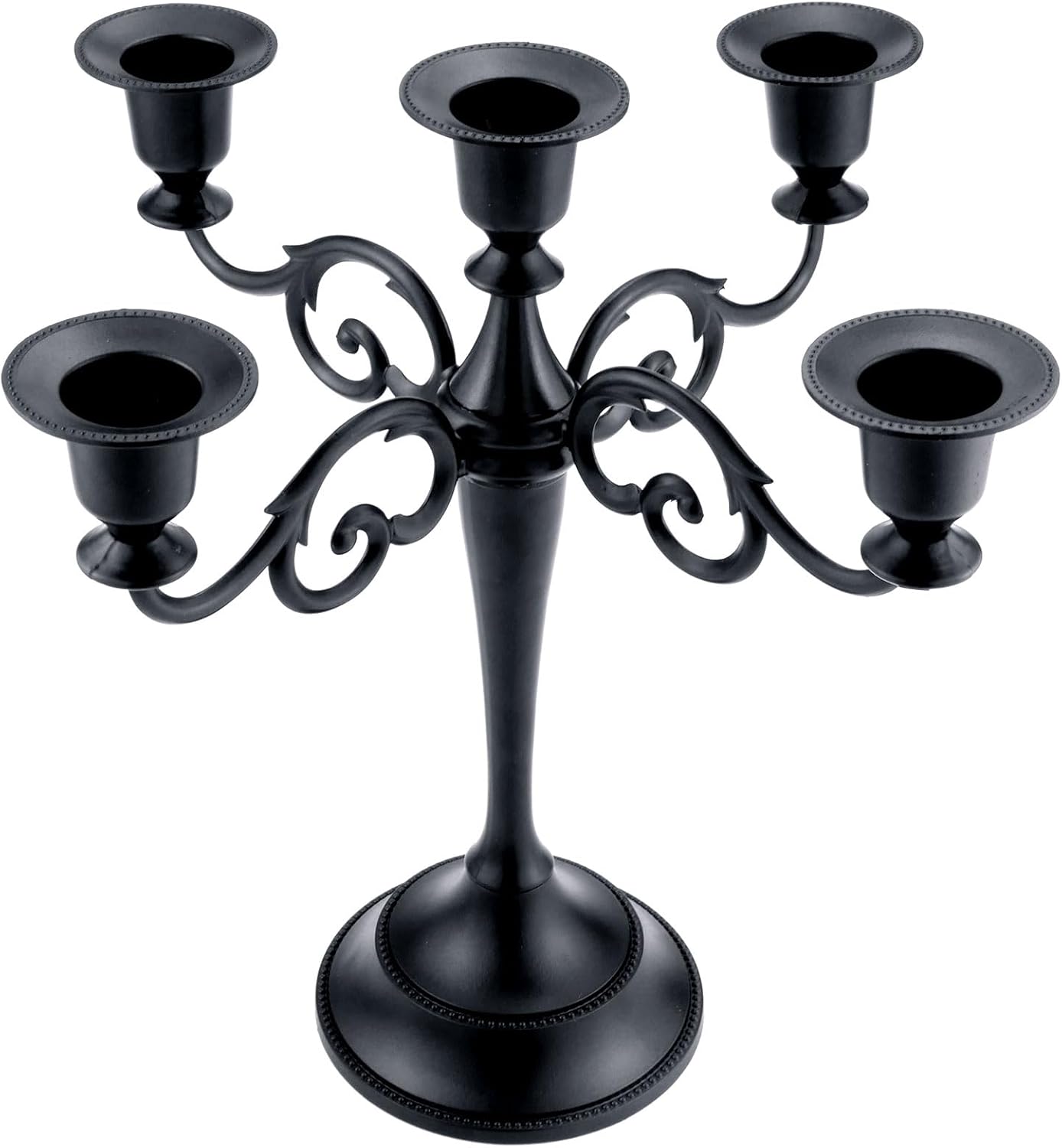 Candles & Holders - Viscacha Metal Candle Holder，5 Arms Pure Black Candle Holders for Pillar Candles（10.6 inch Tall Candlestick Holders, for 1/2-1 inch Taper Candles Diameter Each）,Candelabra Decoration