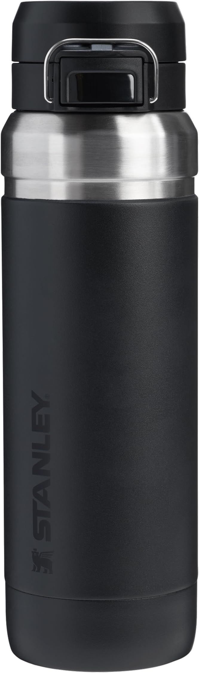 Stanley 1.06L Quick Flip Stainless Steel Water Bottle Black 18h Cold 2.5d Ice