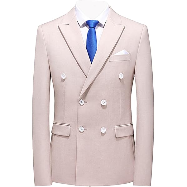 JEsilunmaMY Men's Double Breasted Solid Blazer Jacket Slim Fit