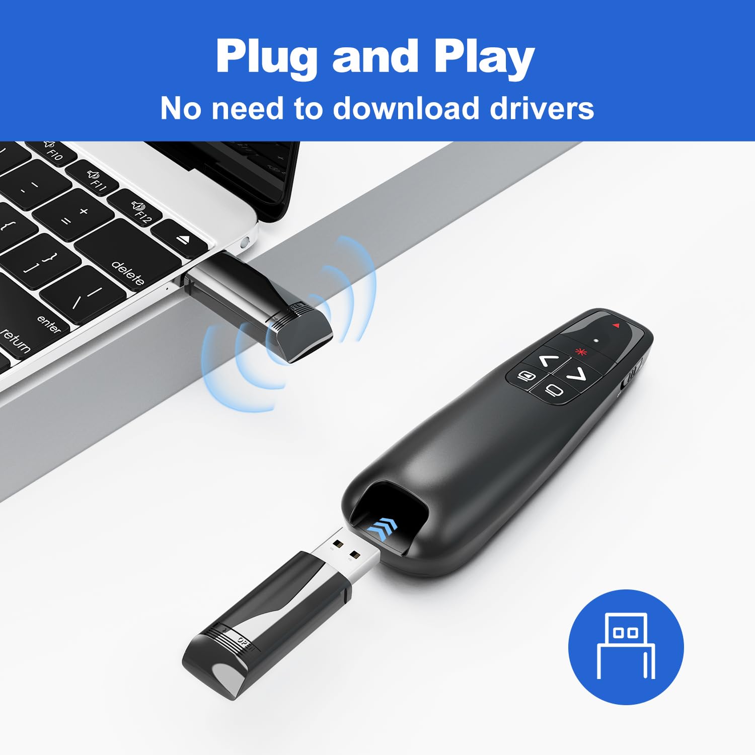 Presentation Clicker with Case Storage: Wireless Presenter Remote: Red Laser Pointer Computer Clickers, USB C PowerPoint PPT Clicker for Mac Laptop, Slideshow Google Slide Advancer