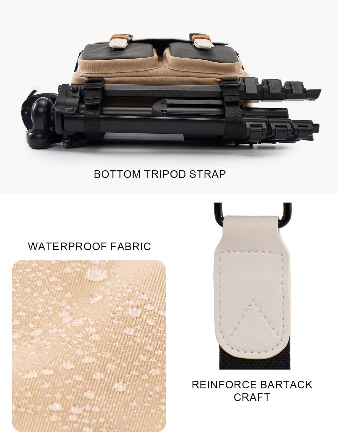 Cwatcun Camera Shoulder Bag Compact Camera Case, Small Waterproof Camera Messenger Bag with Tripod Holder, Travel Photography Bag for Canon, Nikon, Sony, Fuji DSLR/SLR/Mirrorless Camera, Lens