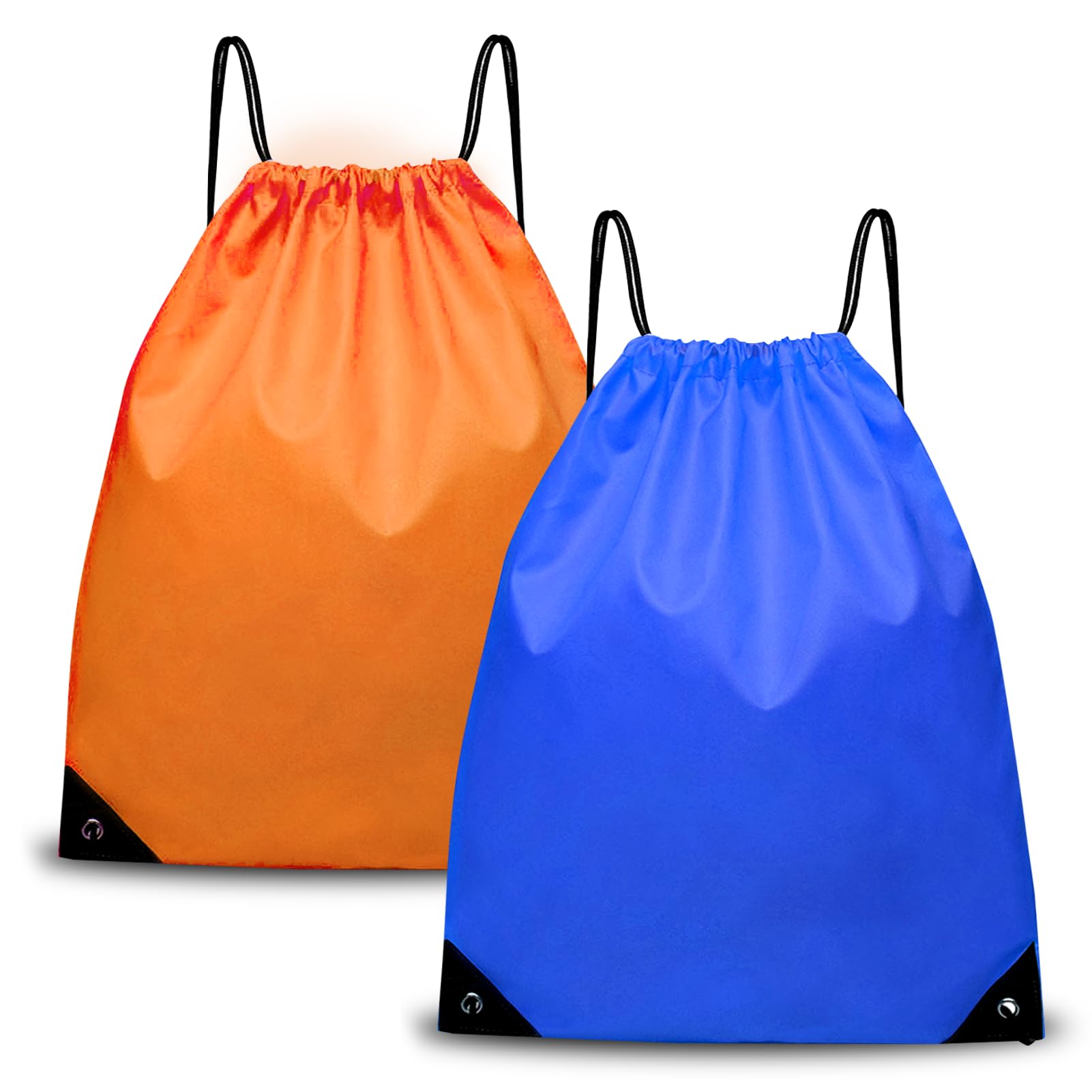 YONEEKSS 2 Pack Drawstring Bags, PE Bags Drawstring Gym Bag for Kids Adults, String Swimming Bag Trainer Bag, Personalised Drawstring Backpack bag for Sports, School, Gym, Travel (blue and orange)