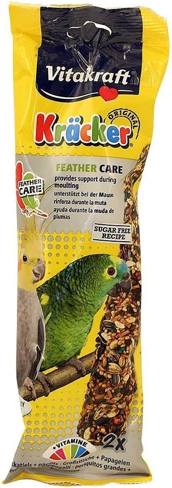 Vitakract Kracker Treat Sticks 2pk Feather Care for Cockatiels and Parrots Case of 5, 2 count (Pack of 1)