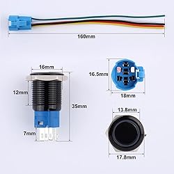 DMWD 2PCS 16MM Momentary Push Button Switch 12V-24V