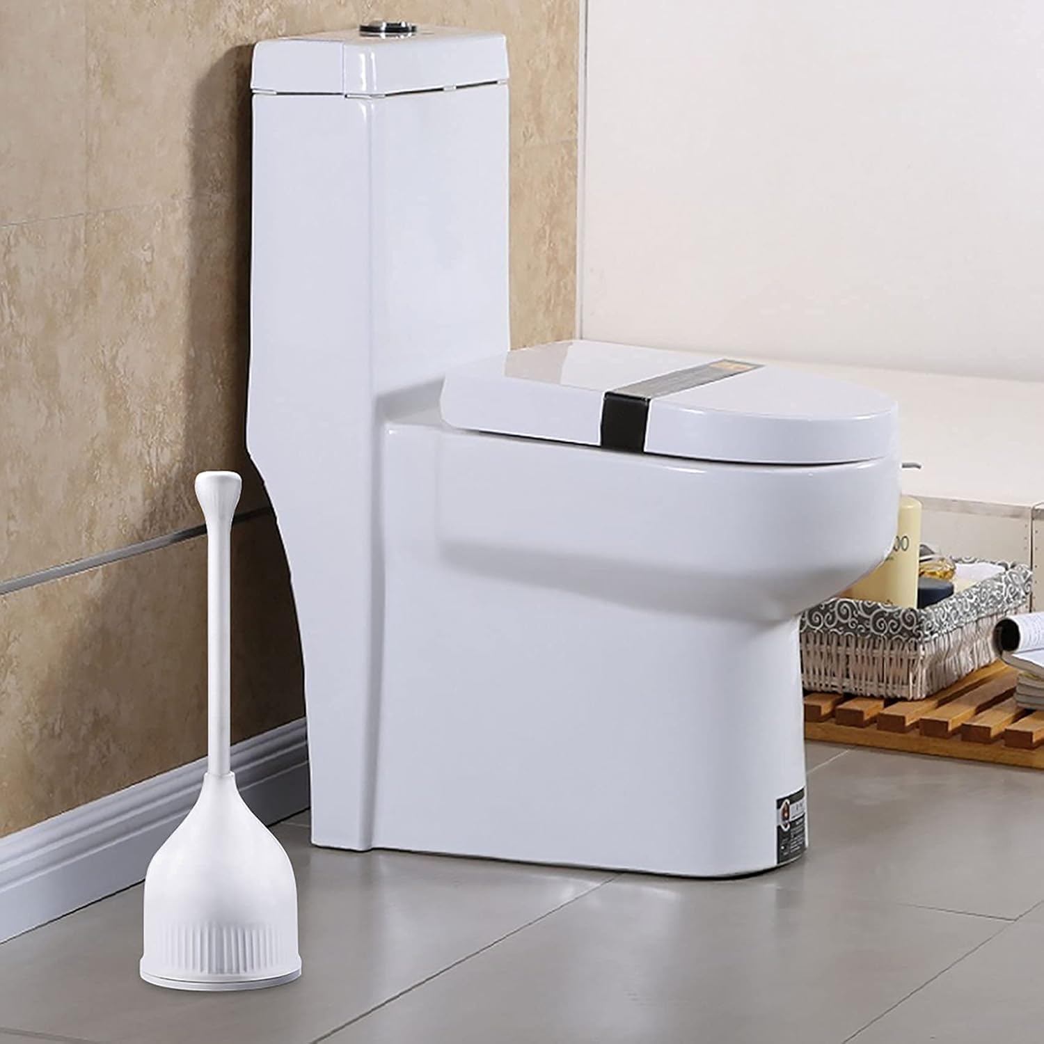 Toilet Plunger, Hideaway Toilet Plunger with Caddy , Plungers for Bathroom with Holder , Heavy Duty Toilet Plunger with Holder - White: Kitchen & Dining