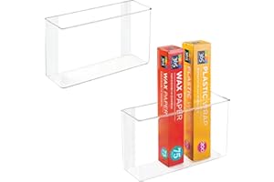 mDesign Plastic Adhesive Mount Storage Organizer Container for Kitchen or Pantry Wall Organization - Space Saving Holder for Sandwich Bags, Foil - 11" Wide - Ligne Collection - 2 Pack - Clear