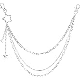 Punk Pants Chain, Silver Star Hip Hop Jean Chain Layered Pocket Chains Jean Belt with Star Decorations Men Accessories Jewelry Vintage Rock Wallet Chains for Women and Men