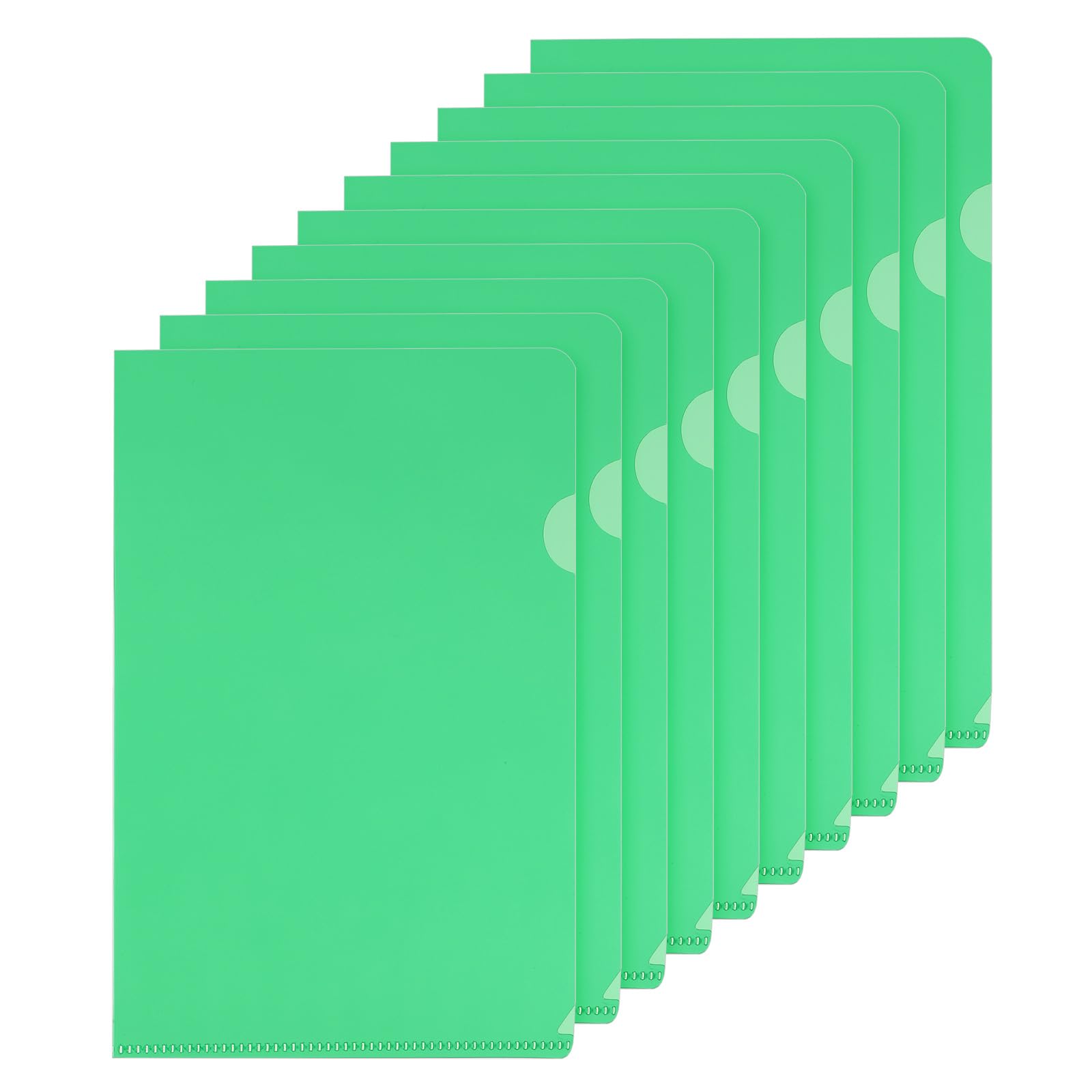 PATIKIL L Type Folders 10 Pack A5 Plastic File Project Pockets Clear Paper Document Jacket Sleeves for Office, Green