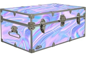 C&N Footlockers Designer Storage Trunk - Food Themes - 32 x 18 x 13.5 Inches - Durable and Built to Last - Lockable (Electric Cotton Candy)