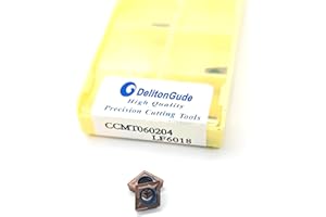DelitonGude 10pcs CCMT060204 CNC Lathe Indexable Solid Carbide Milling Turning Insert for The Finishing of Steel and Other Metal (CCMT060204 LF6018)