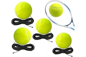 Wzenclave 4pcs Tennis Trainer Set with Elastic String Includes 4 Practice Balls (2 Training + 2 Replacement) Portable Tennis 
