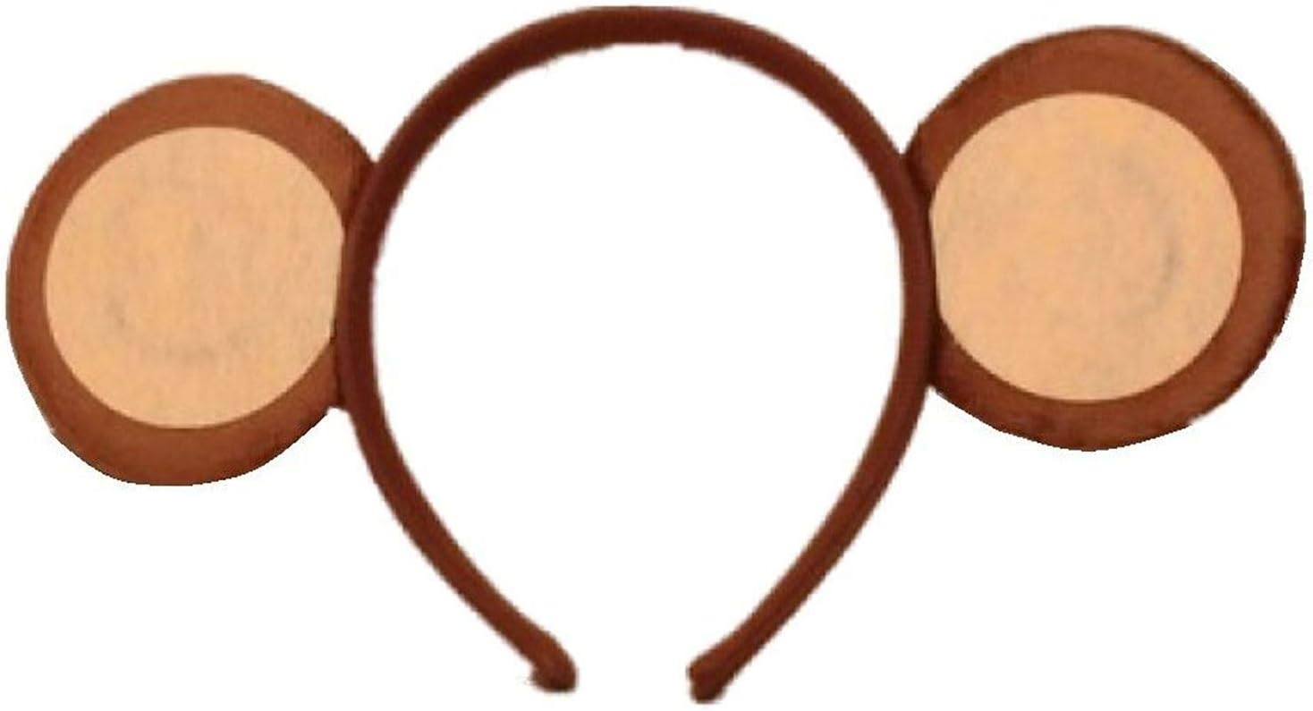 Islander Fashions Animal Ears Headband And Tail Safari Fancy Dress Costume Set Kids Adult Outfit (Monkey ears headband) One Size