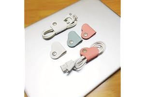 8Pcs Heart Cord Organizer, Cord Keeper Earbud Holder Headphone Cable Straps Wire Organizer Earphones Winder Leather Cable