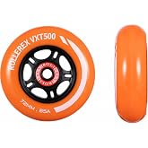 Rollerex VXT500 Inline Skate Wheels &ndash; 2 Pack with Bearings, Spacers and Washers - Durable Replacement Roller Blade Wheels for Indoor &amp; Outdoor Skating (Sunrise Orange, 72mm)