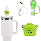Funny Halloween Buckets Straw Covers for Stanley Cup - Cute Ghost Skull Toppers Compatible With 30&40 OZ 10mm Straw, Halloween Covers Cap for Tumble Cups
