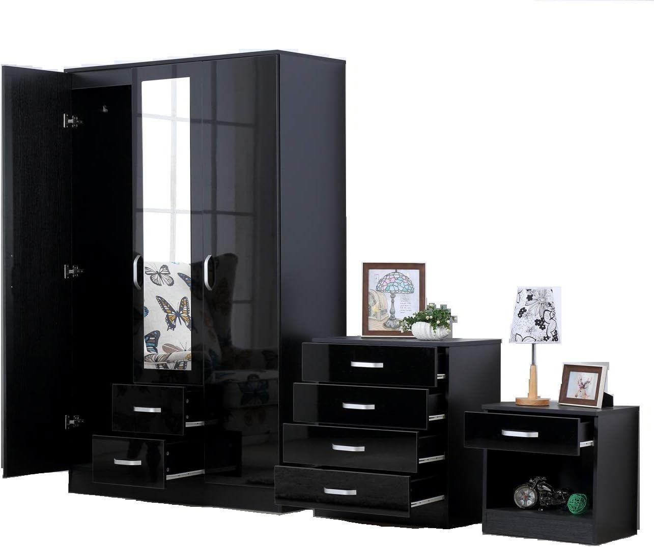 Afn Home Delvito 4 Piece Bedroom Furniture Set Includes Wardrobe