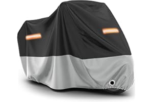 Favoto Motorcycle Cover Waterproof Outdoor All Season Dust Sun Rain Protection Windproof Night Reflective with Lock-Holes Sto