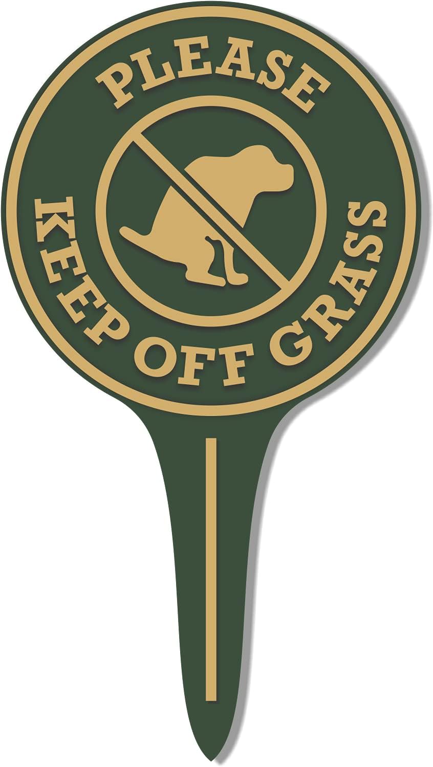 Plaques & Wall Art - SmartSign “Please Keep Off Grass” No Dog Poop Yard Sign for Lawn / Garden, 9.5 x 5.25 inch, 375 mil Thick Rustproof Cast Aluminum Plaque, Green and Gold