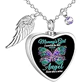 RIPFEVURN Heart Cremation Jewelry Urn Necklaces for Ashes for Women Stainless Steel Butterfly Cremation Jewelry Human Ashes Holder Memorial Keepsake Pendant