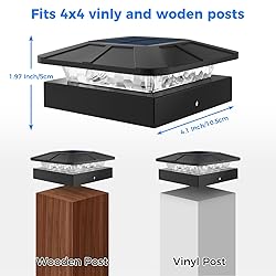 Peasur 4x4 Solar Post Cap Lights Outdoor with 3