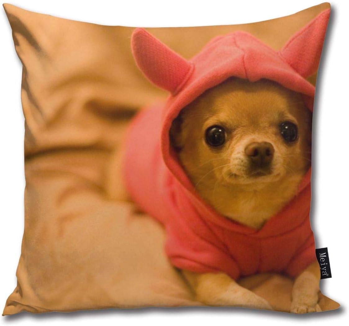 Depressed Chihuahua Print Throw Pillow Covers Cases 18 x 18 Inch for