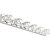 Aipsun 6 Lights 41in Crystal Vanity Lights Over Mirror Long Bathroom Lighting Fixture Modern LED Vanity Light for Bathroom,Wh