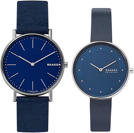 Amazon スカーゲン Skagen ペアウォッチ 収納box メンズ レディース 文字盤 青 ネイビー レザーベルト Skw6481skw2812 腕時計 並行輸入品 メンズ腕時計 腕時計 通販