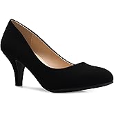 Olivia K Women's Comfort Classic Round Toe Kitten Low Mid Heel Dress Pumps