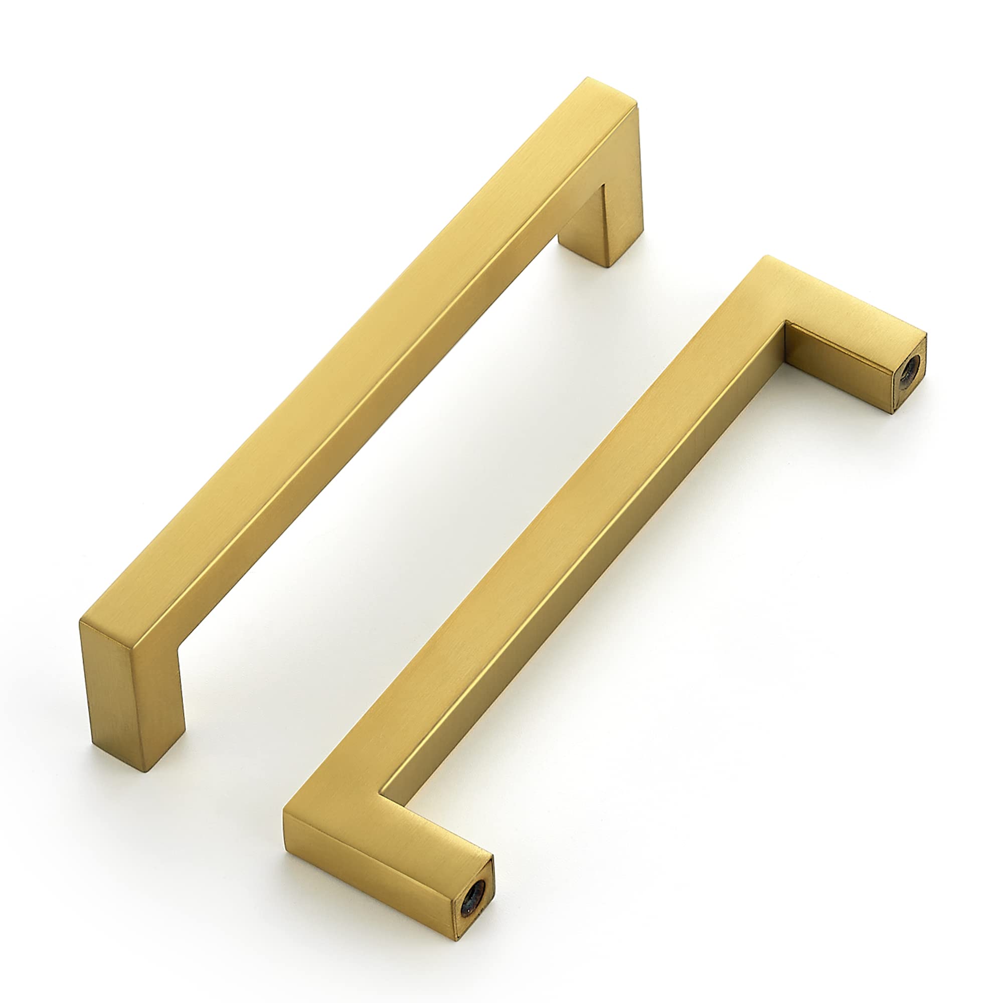 Photo 1 of Ravinte 30 Pack 5 Inch Kitchen Square Cabinet Handles Brushed Brass Drawer Pulls for Cupboard Hardware