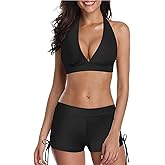 Century Star Women Two Piece Swimsuit with Boy Shorts - Modest Swimming Suits High Waisted Bathing Suits Bikini Set