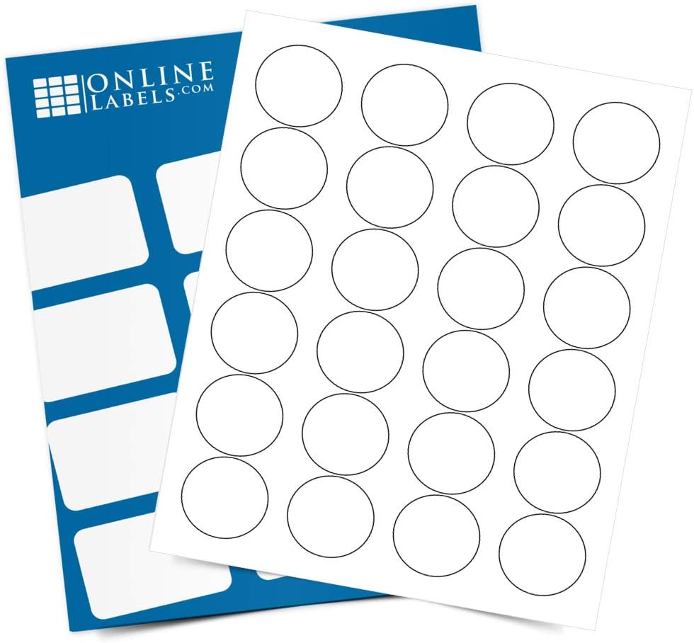 1.67 Inch Round Labels - Pack of 6,000 Circle Stickers, 250 Sheets - Inkjet/Laser Printer - Online Labels