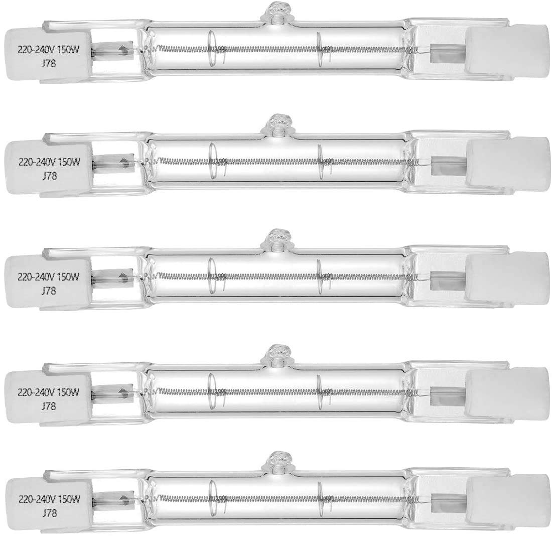 VINBE 150W Halogen R7S 78mm Dimmable 1500lm (5 Pack) J Type Linear Double Ended Floodlight Bulb 230V for Work, Security, Landscape Lights, Floor Lamps, Warm White 2700K